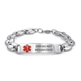 thumbnail image 1 of DNR-Do Not Resuscitate Medical Identification Medical ID Tag Bracelet Engravable Mariner Chain for Men Silver Tone Stainless Steel 8 Inch Custom Engraved, 1 of 4