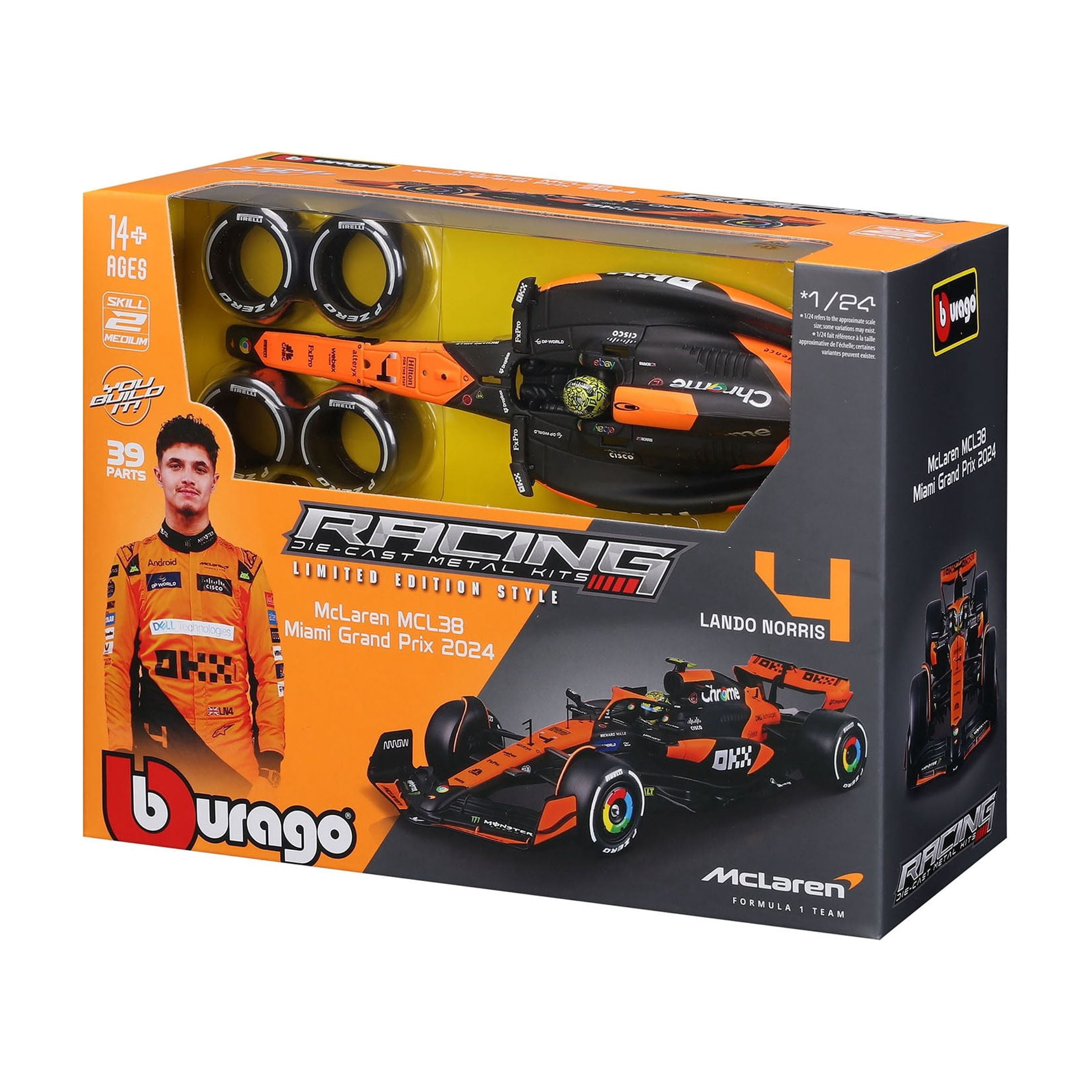 1:24 Race Formula McLaren MCL38 Model Kit Play Vehicle with Helmet, 2024