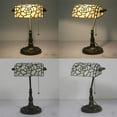 thumbnail image 4 of FSLiving Tiffany Style Table Lamp with 10.6（in） Flower Glass LampShade Vintage Style Pull Chain Switch Banker Desk Light E26 Antique Table Light for Decor Bookcase Dresser Coffee, 4 of 6