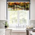 thumbnail image 4 of Green Forest Tree Valance Curtain Pine Coniferou Trees Forest Watercolor Style Rod Pocket Valance Window Treatments Short Curtains for Kitchen Farmhouse Decor 54x18inch, 4 of 6