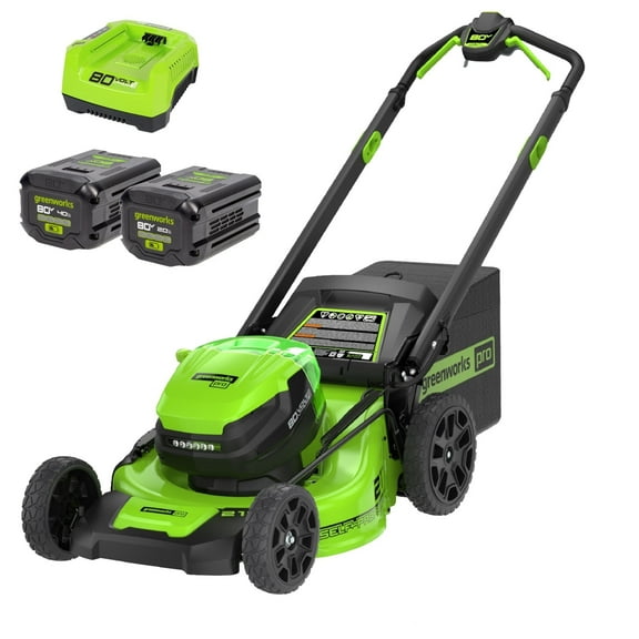Greenworks Restored 80V 21" Cordless Battery 4-in-1 Self-Propelled Lawn Mower with 4.0Ah, 2.0Ah Battery & Rapid Charger (Refurbished)