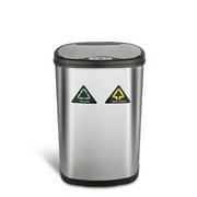 Ninestars 13.2 Gallon Trash Can, Touchless Dual-Function Kitchen Trash Can, Stainless Steel