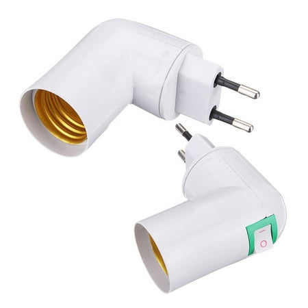 

EU Plug Lamp Holder 360 Degrees Rotate E27 Button With Holder Converter LED Socket ON/OFF Light R6M9