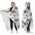thumbnail image 2 of Wearable Blanket,Light Color Butterfly Leaf Pattern Hooded Wearable Flannel Blanket for Adults & Teens,Winter Poncho Shawl Wrap Cape Cozy Anti-Pill,60"x80", 2 of 5