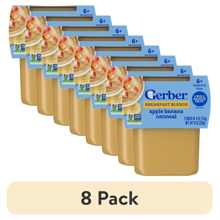 (8 pack) Gerber 2nd Foods Baby Food, Apple Banana with Oatmeal, 4 oz Tubs (2 Pack)