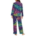 thumbnail image 3 of SEANATIVE Rainbow Leopard Print Button Up Pajamas for Women Size XS Long Sleeve Button Down Sleepwear Two Piece Cover Ups for Women Ladies Night Wear Jogger Outfits, 3 of 7