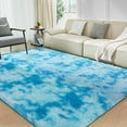 thumbnail image 3 of Ultra Soft Rug for Living Room, 6X9 Fluffy Shag Area Rug for Bedroom, Modern Shaggy Carpet Fuzzy Rug for Teens Dorm Nursery Home Decor Aesthetic, Upgrade Anti-Skid Durable, Tie-Dyed Blue, 3 of 17