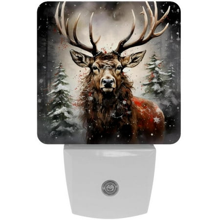 

Christmas elk retro LED Square Night Lights - Portable and Stylish for Bedroom and Kids Room - Enhance Your Space with Soft and Soothing Illumination