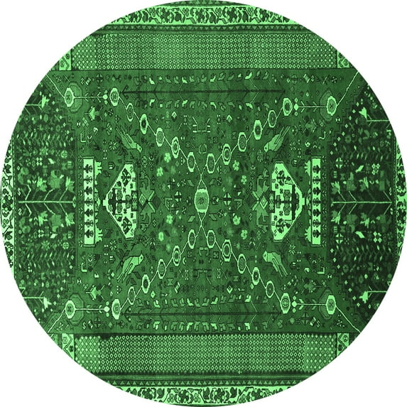 Ahgly Company Indoor Round Persian Emerald Green Traditional Area Rugs, 5' Round