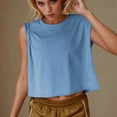 thumbnail image 6 of Jalioing Crop Tops for Women Loose Casual Sleeveless Athletic Shirts Solid Color Crew Neck Summer Tank Tops, 6 of 8