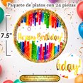 thumbnail image 3 of 24 Pz Plato Cartón Premium Pastelero Happy Birthday Hb Colores Confeti Oro, 3 of 4