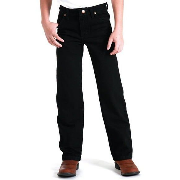Wrangler Boys' Cowboy Cut Relaxed Fit Jean, Overdyed Black Denim, 16 Slim