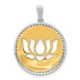 thumbnail image 3 of 14K Two-Tone Gold Charm Pendant Diamond Round Lotus Flower, 3 of 4
