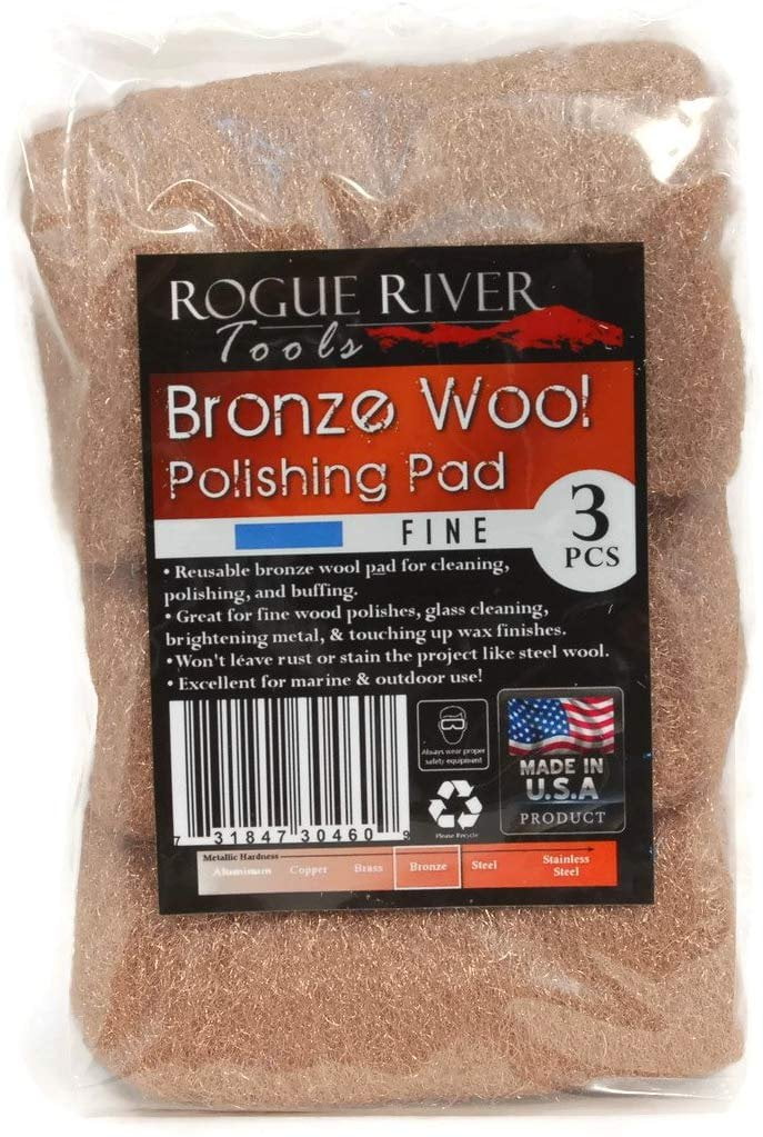 Fine Grade Bronze Wool Pads by Rogue River Tools 5 Pack 