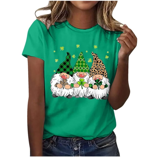 QIPOPIQ T-Shirts à Manches Courtes pour Femmes à Col Rond T-Shirts de la Saint-Patrick T-Shirt Shamrock T-Shirt Vert T-Shirt T-Shirts de la Saint-Patrick Tee Hauts Imprimés T-Shirts des Fêtes T-Shirts Graphiques Aubaines
