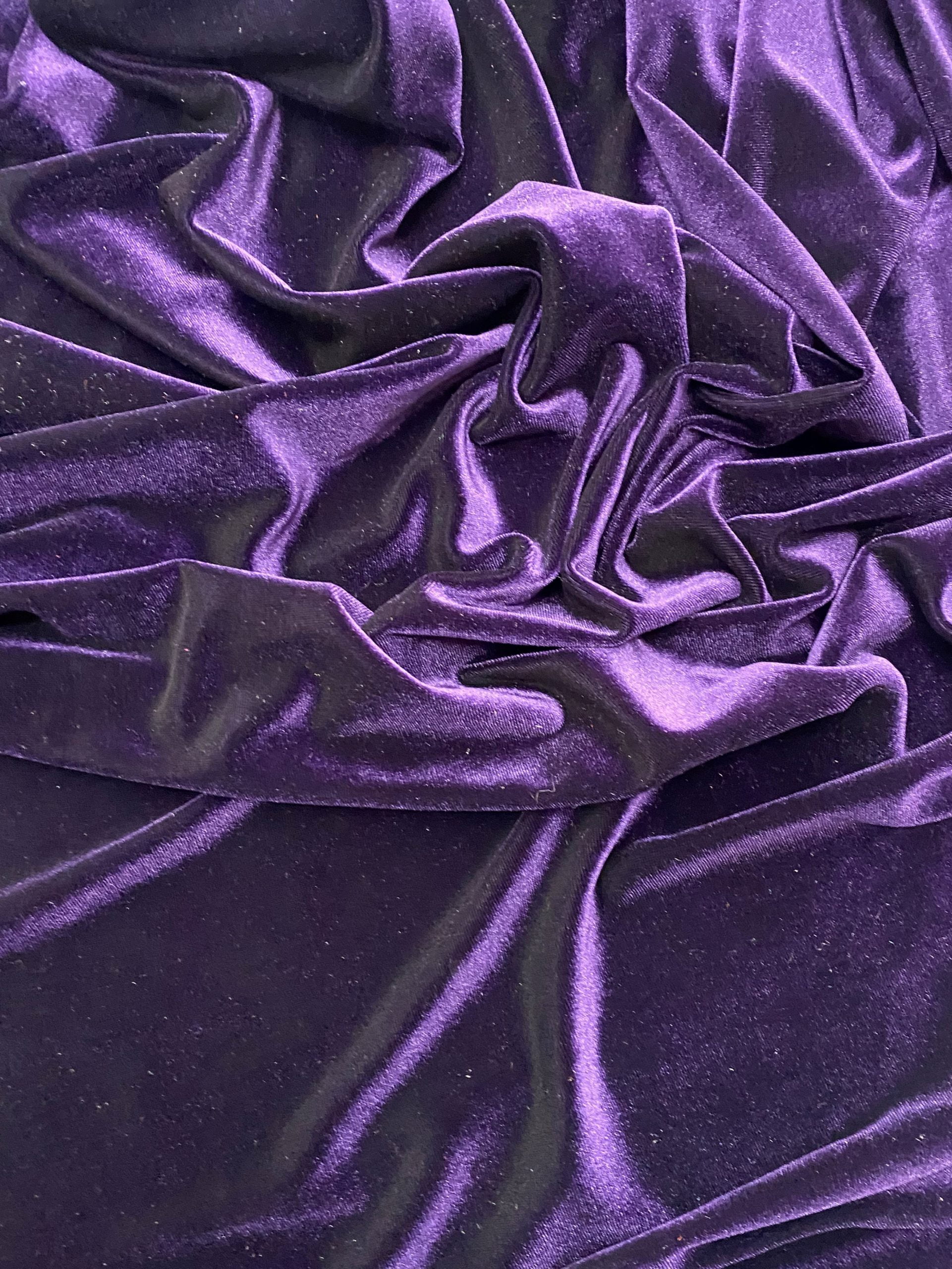 Soft Stretch Velvet, 60" Wide, Sells by the Yard from Sal Tex Fabrics, Dark Purple