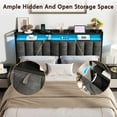 thumbnail image 4 of Pipleo  Queen Upholstered Headboard with Hidden Storage, USB Charging Station, LED Lights - Adjustable Height, Easy Assembly, 4 of 8