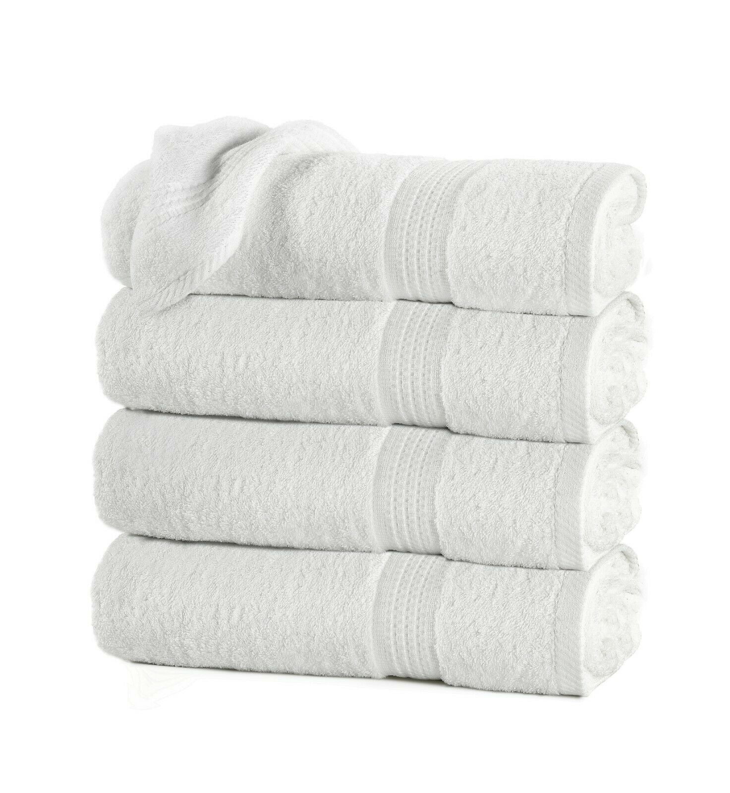 White Pack of 6 Large Bath Towels 100% Cotton 27x55 Highly
