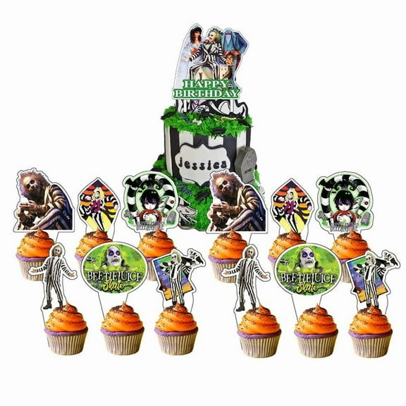 Beetlejuice Cake Topper CupcakeS Set Birthday Party Supplies Decoration Decor Kit