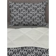 thumbnail image 3 of Dark Grey Comforter & Sham Bedding Set, Illustration of Drop Like Nested Round Motifs Peacock Feathers Inspired, 3 pcs Duvet Set Microfiber Filling Quilt, 5 Sizes, Dark Grey and White, by Ambesonne, 3 of 4