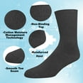 thumbnail image 4 of Grandeur Hosiery Men's Diabetic Circulatory Non-Binding Top Loose Top Casual Crew Mid Calf Cotton Seamless Toe Socks 3-Pairs Dark Heather Grey 9-11, 4 of 5