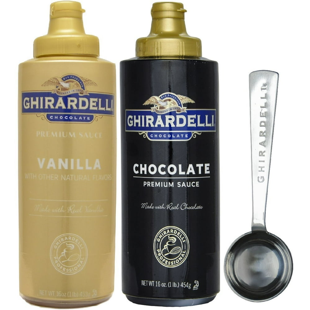 Ghirardelli Chocolate Sauce and Vanilla Sauce, 16 Ounce Squeeze Bottles