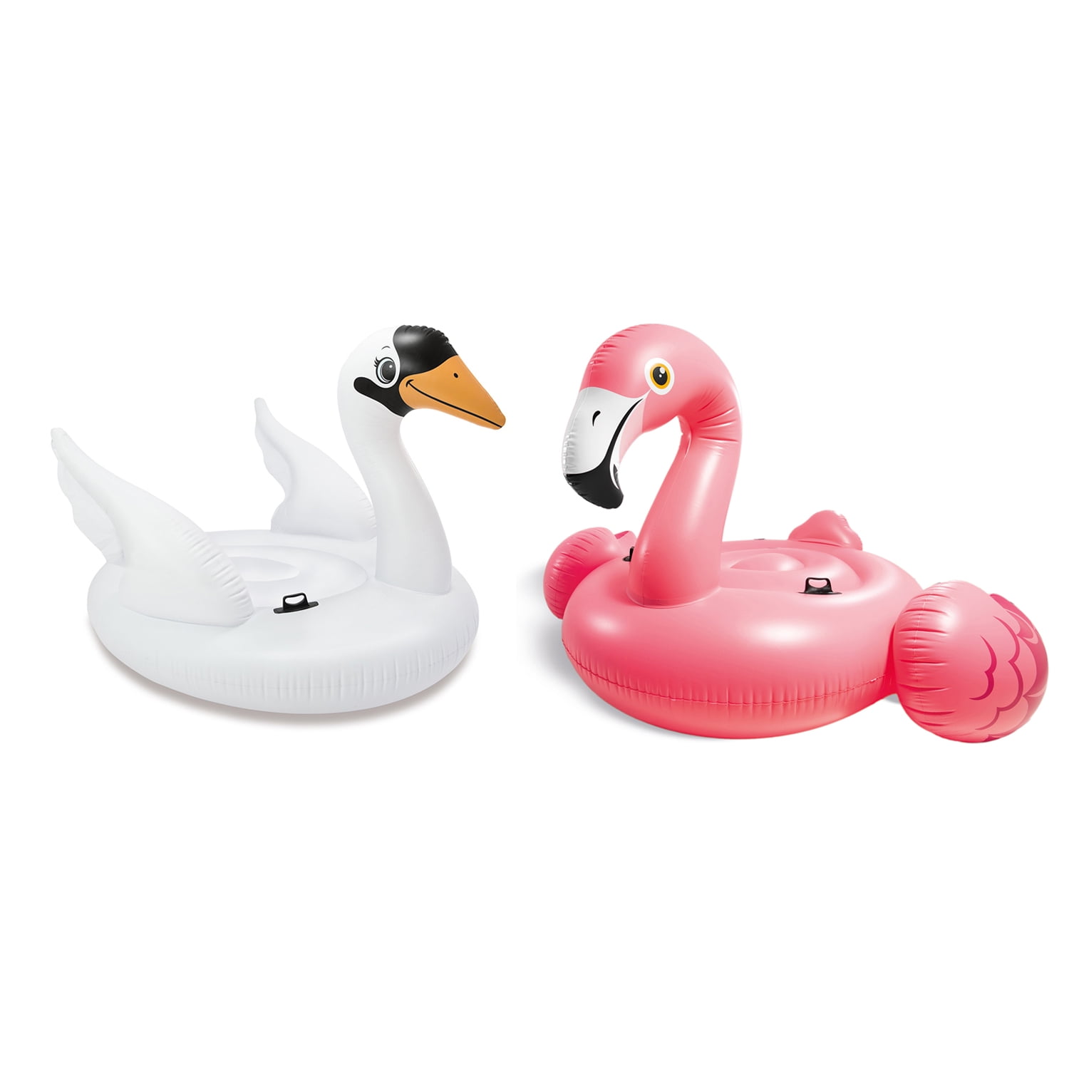Intex 80 Inch Giant Inflatable Mega Flamingo and Mega Swan Island Pool Toy Float