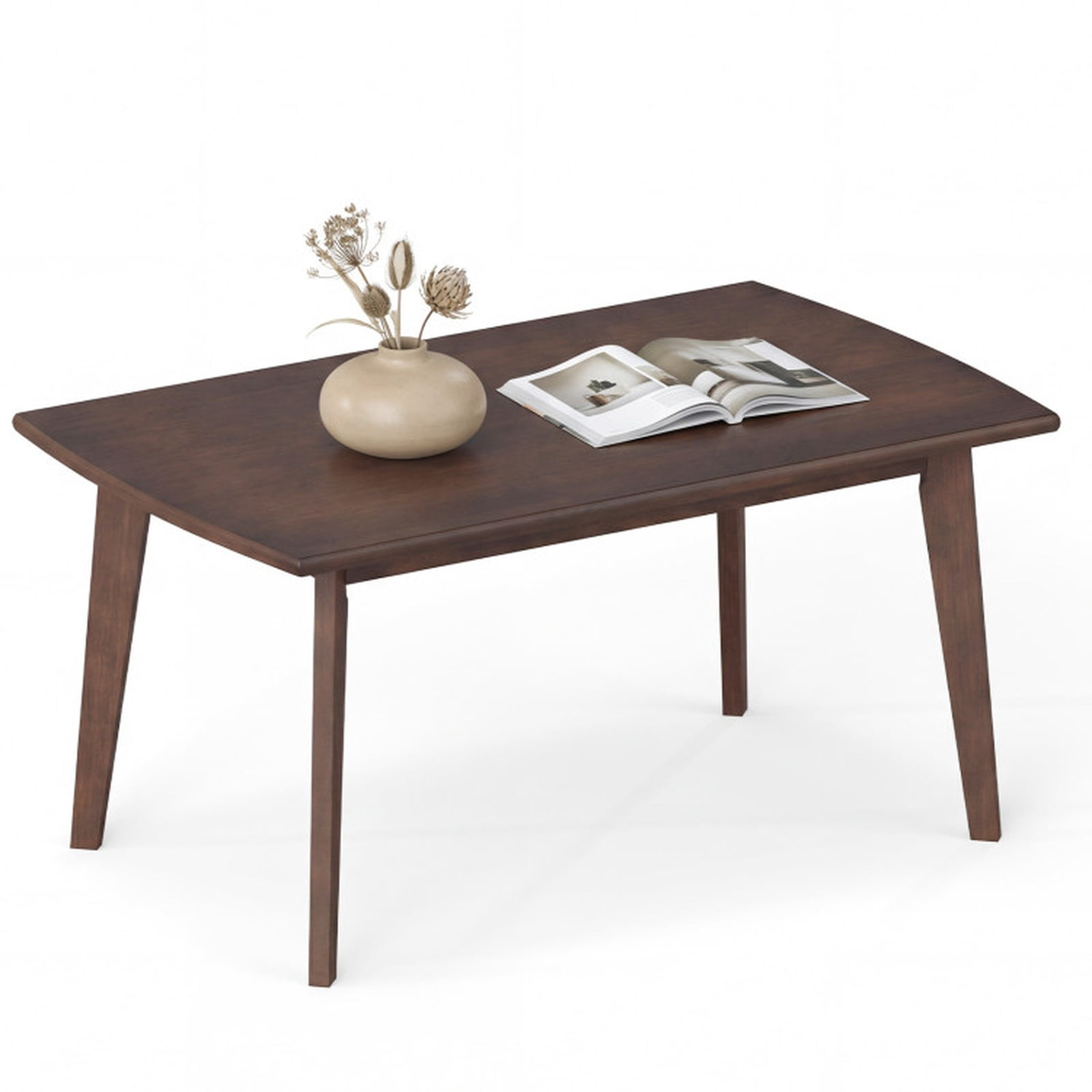 Furnibear Solid Wood Modern Coffee Table with Tapered Legs - Walnut - Living Room Cocktail Center Table