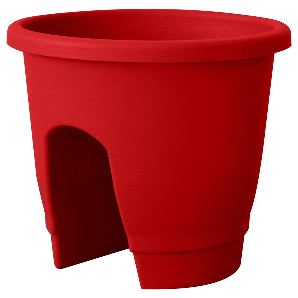 Almi Plastic Rail Planter (Set of 2), Red