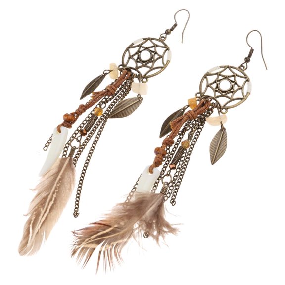 Giaone Round Retro Women Dream Catcher Handmade Long Tassel Earrings Female