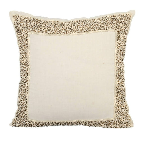 Toss Pillow Cover, Decorative Pillow Covers 20x20 inch (50x50 cm) Ivory, Cotton Throw Pillow Covers, Handmade Pillow Covers, Bordered Throw Pillow Covers, Traditional - Pearl Glitter