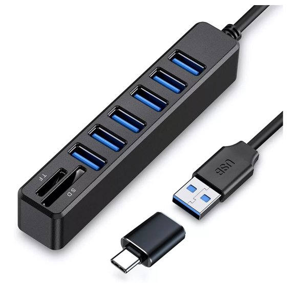 Adaptador Multipuerto 8 En 1 USB Hubs BLOOSOM Negro