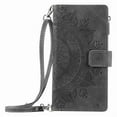 thumbnail image 6 of Jiahe Cover for iPhone 11, Wallet Case with Card Holder and Crossbody Lanyard, Flip Leather Flower Pattern Magnetic Closure Zipper Pocket Case Kickstand Shockproof Cover, gray, 6 of 6