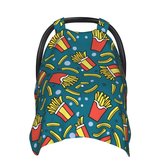 Car Seat Cover Baby - Cute Fries Blue Breathable Infant Car Seat Cover for Baby Carseat, Lightweight Comfort Baby Essentials Must Haves Newborn Stuff for Girl Boy