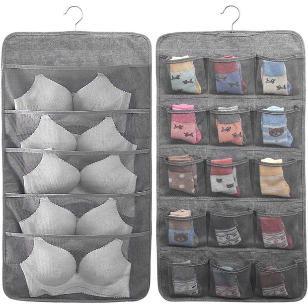 Bolsa organizadora colgante para calcetines, ropa interior, sujetadores y corbatas, estantes para perchas de armario, 20 bolsillos.