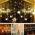 thumbnail image 2 of Cortinas de luces LED navideñas, guirnaldas de luces LED navideñas, cortinas de luces navideñas, guirnaldas de luces navideñas, luces de estrellas, cortinas de luces con estrellas, decoración navideña, 2 of 5