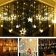 thumbnail image 2 of Cortinas de luces LED navideñas, guirnaldas de luces LED navideñas, cortinas de luces navideñas, guirnaldas de luces navideñas, luces de estrellas, cortinas de luces con estrellas, decoración navideña, 2 of 5
