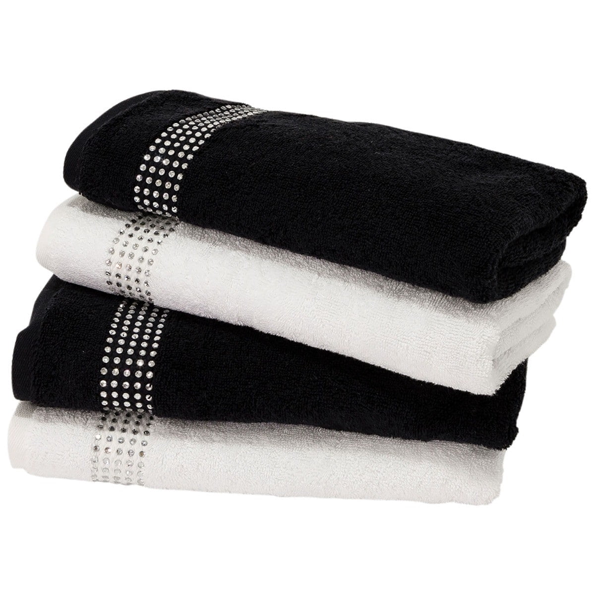 Sparkles Home  Stripe Rhinestone Hand Towel (Set of 2) Taupe