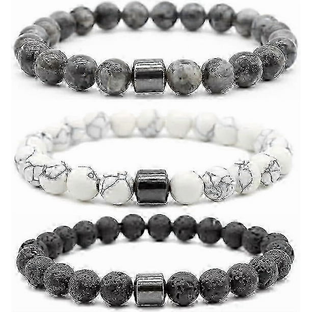 3 Pack Stop Smoking Bracelet, Black Gallstone Magnetic Anti-smoking Bracelet, Stylish And Versatile, Smoking Anti-anxiety Bracelet Men And Women