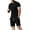 Black 01, variant on Mens Matching Shirt and Shorts Set 2 Piece Summer Solid Color Short Sleeve T Shirts and Shorts Set Casual Plus Size Workout Running Track Suits Mens Clothes Black L