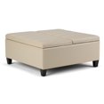 thumbnail image 1 of Atlin Designs Pouf de Table Basse de Rangement en Crème de Satin, 1 of 5