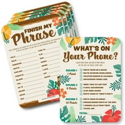 Big Dot of Happiness Tropical Luau - 2-in-1 Hawaiian Beach Party Cards - Activity Duo Games - Set of 20