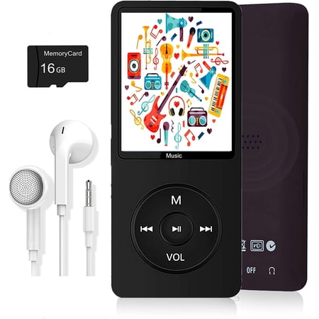 MP3 Player, Music Player with 16GB Micro SD Card, Build-in Speaker/Photo/Video Play/FM Radio/Voice Recorder/E-Book Reader, Supports up to 128GB