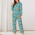 thumbnail image 2 of Fuzoiu Lovely Sea Otters Print Women's Long-Sleeved Pajama,Lounge Button Down Nightwear,Womens Notch Collar Pajama Set-X-Large, 2 of 7
