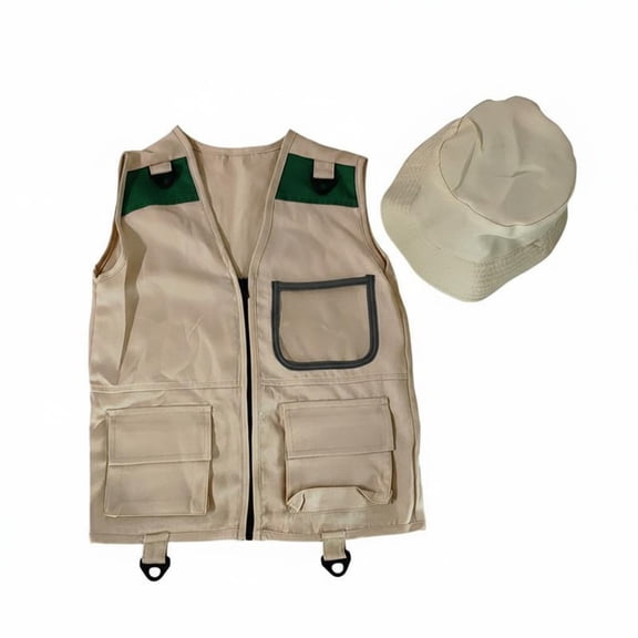 LeeQinersw Explorer Vest Kids Costume Set Adjustable D Ring Design Breathable Fabric for Outdoor Exploration Parties