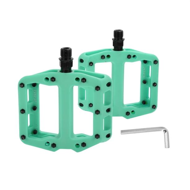 Pedal de bicicleta de nylon de Bargains Únicos, pedal plano sin tiras reflectantes, cian, adecuado para ejes de 14mm, pedal antideslizante para BMX MTB bicicletas de carretera, 1 par