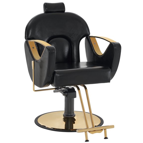 BarberPub Reclining Barber Chair with Adjustable Headrest, Hydraulic Pump Salon Hair Chair