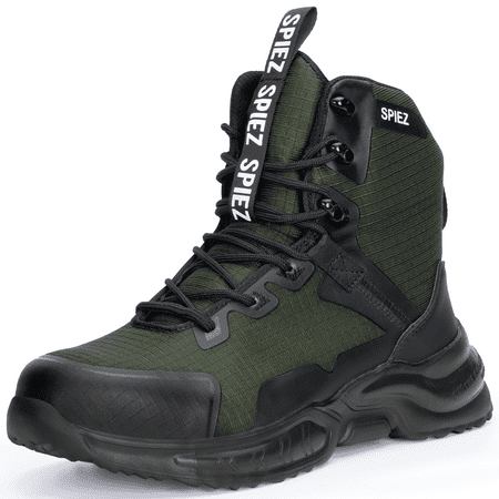 

SPIEZ Men Steel Toe Work Boots Safety Stylish Puncture-Proof Lightweight Shoes High Top Sneaker Green
