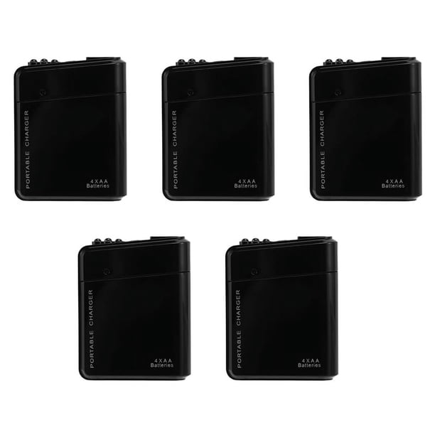 5X Negro 4X AA Bateria Portatil Cargador de Potencia de Emergencia USB para Telefono Celular