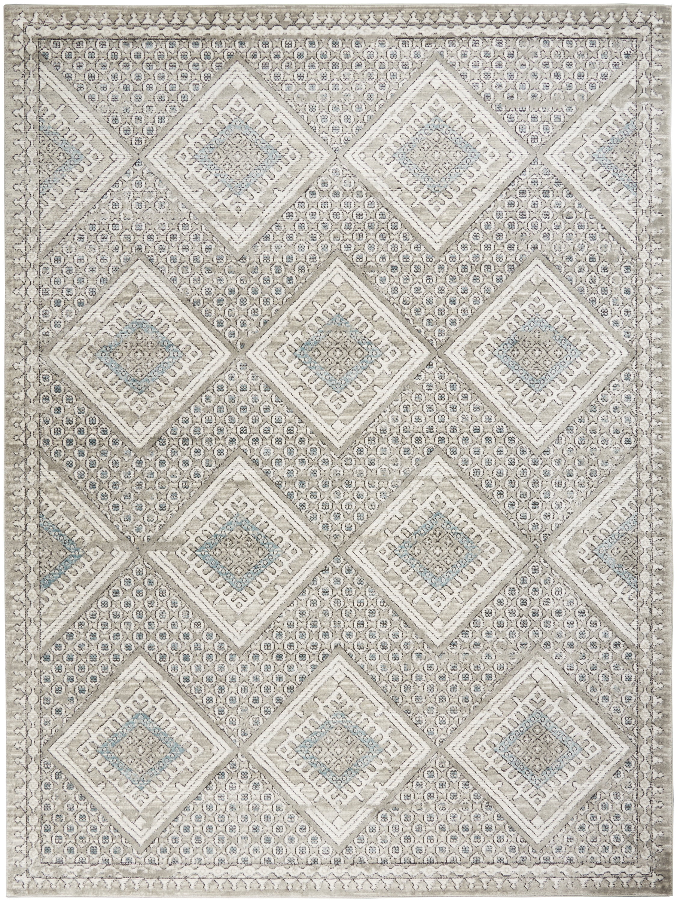 Nourison Concerto Modern Grey/Ivory/Blue 10' x 14' Area Rug, (10x14)